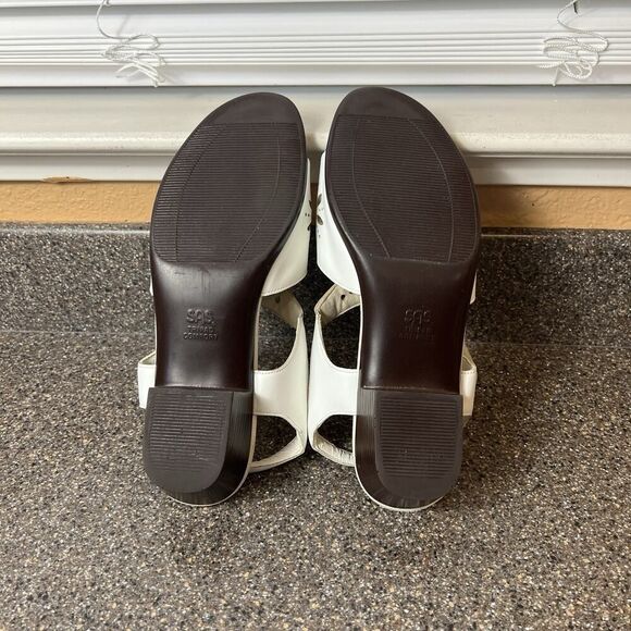 SAS Tripad Comfort Womens 10M White Leather Sandals Low Heel Open Toe Sling Back - Picture 11 of 11